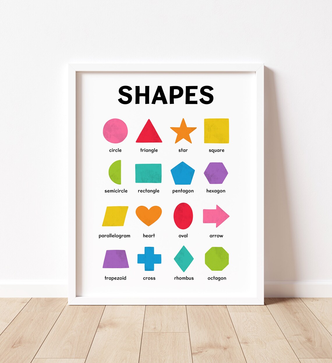 Rainbow Geometric Shapes Nursery Classroom Art Print - Image 2