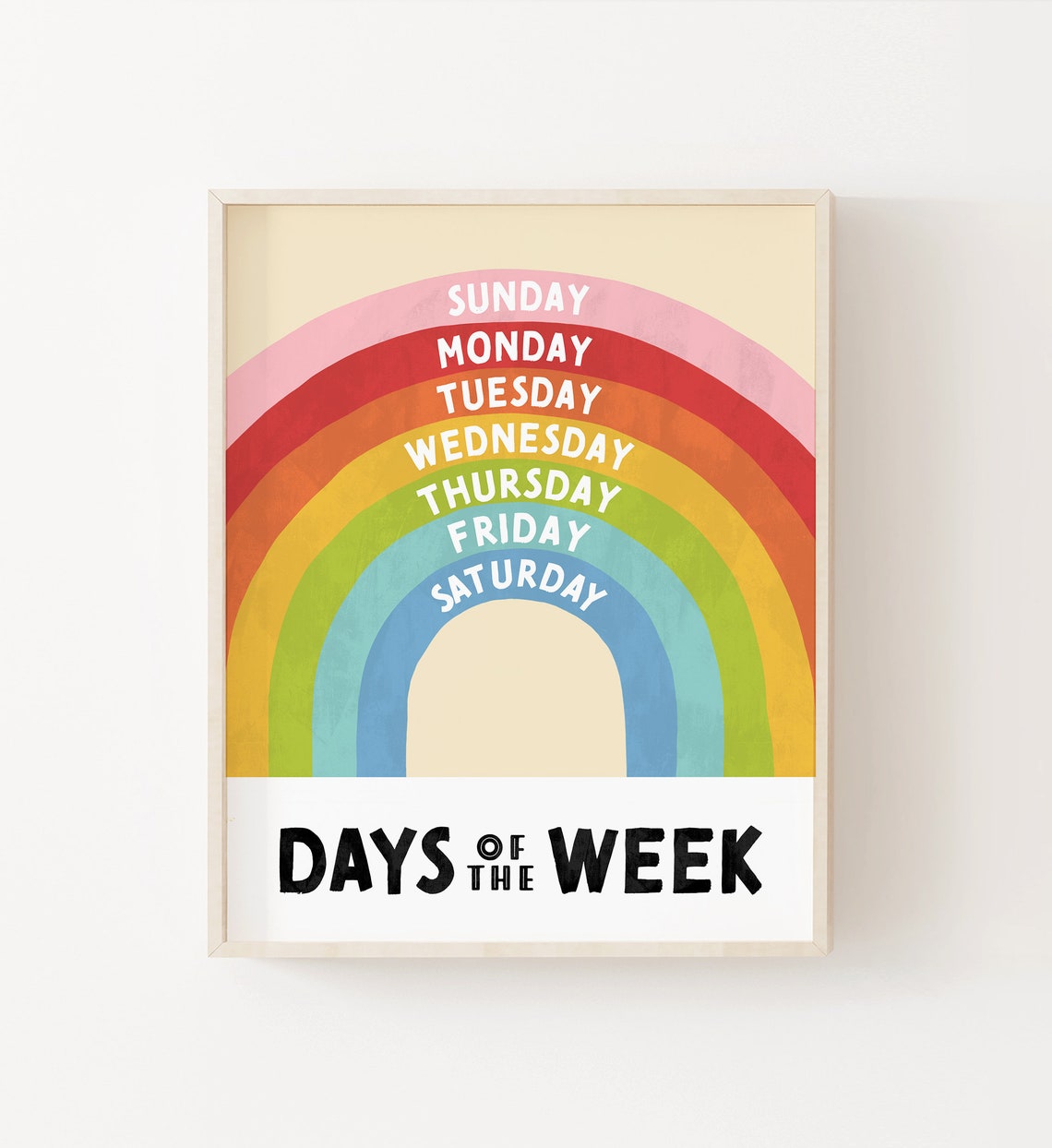 Days Of The Week Rainbow Kids Educational Nursery Learning Poster