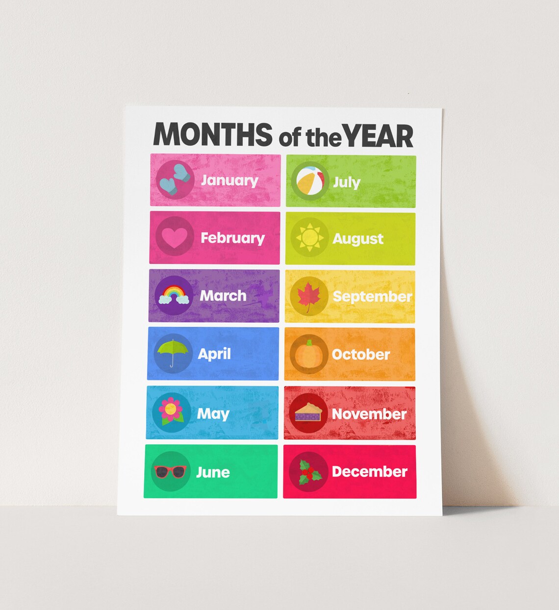 Rainbow Months of the Year Nursery Learning Poster - Image 2
