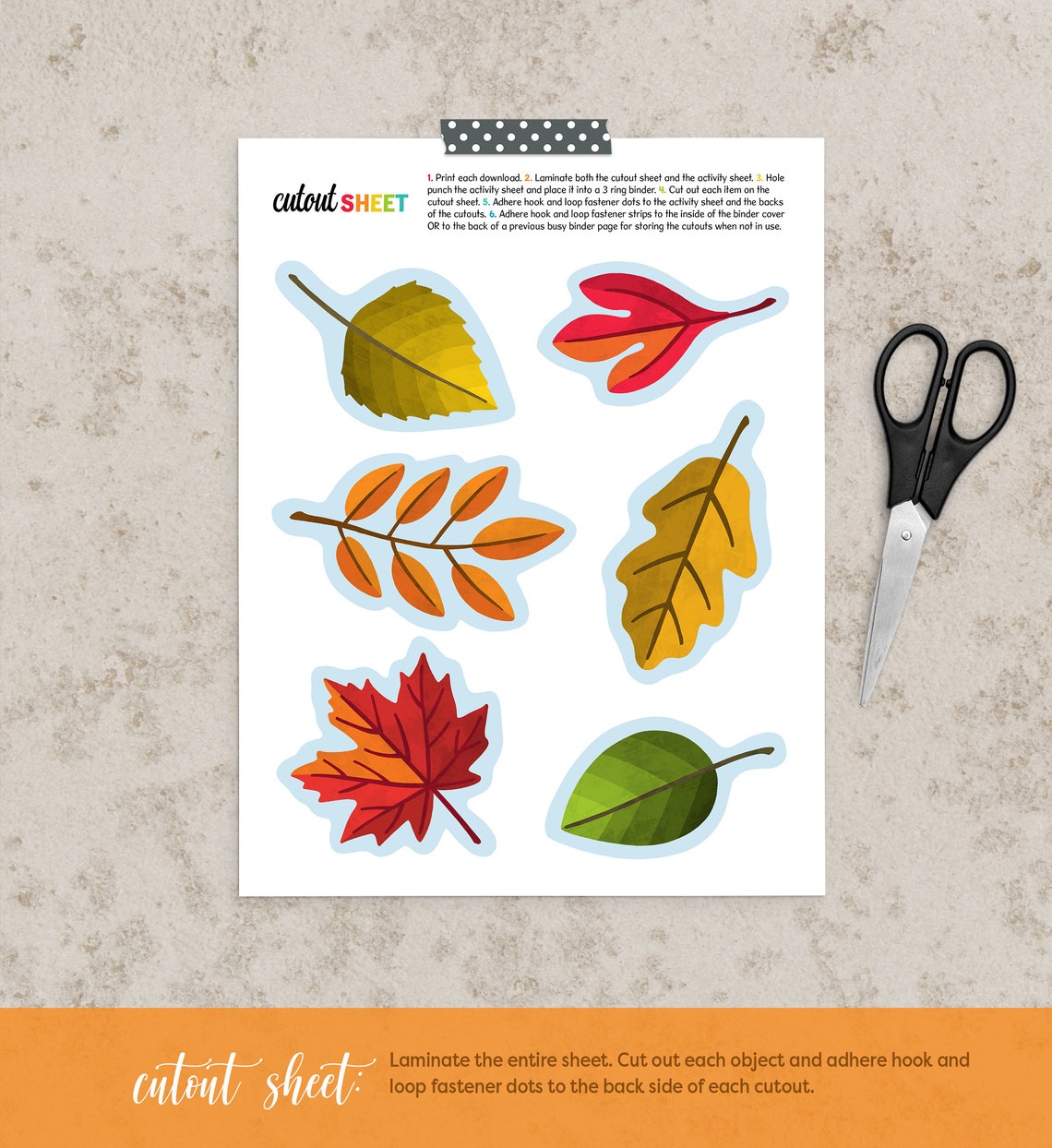 Shadow Matching Fall Leaf Shapes Busy Binder Kids Activity Poster - Image 4