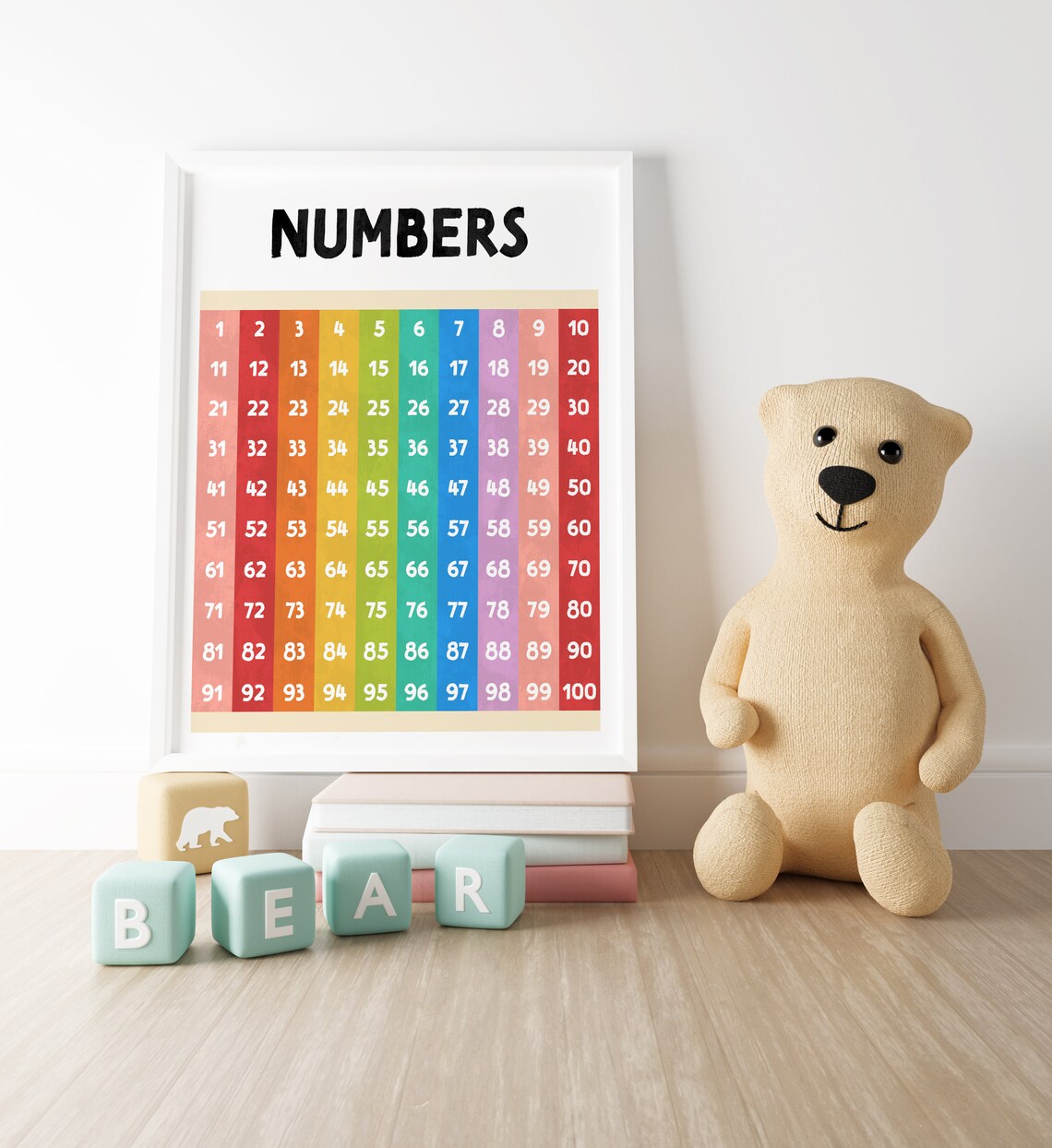 Rainbow Numbers 1-100 Classroom Poster Print - Image 4