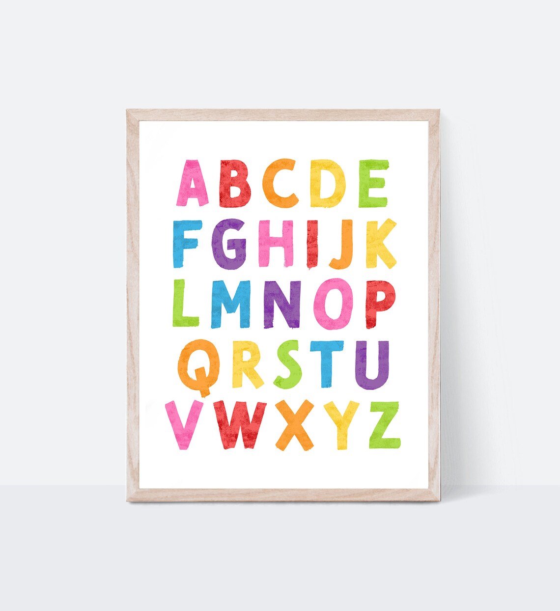 Rainbow Alphabet Nursery Art, Learning Poster