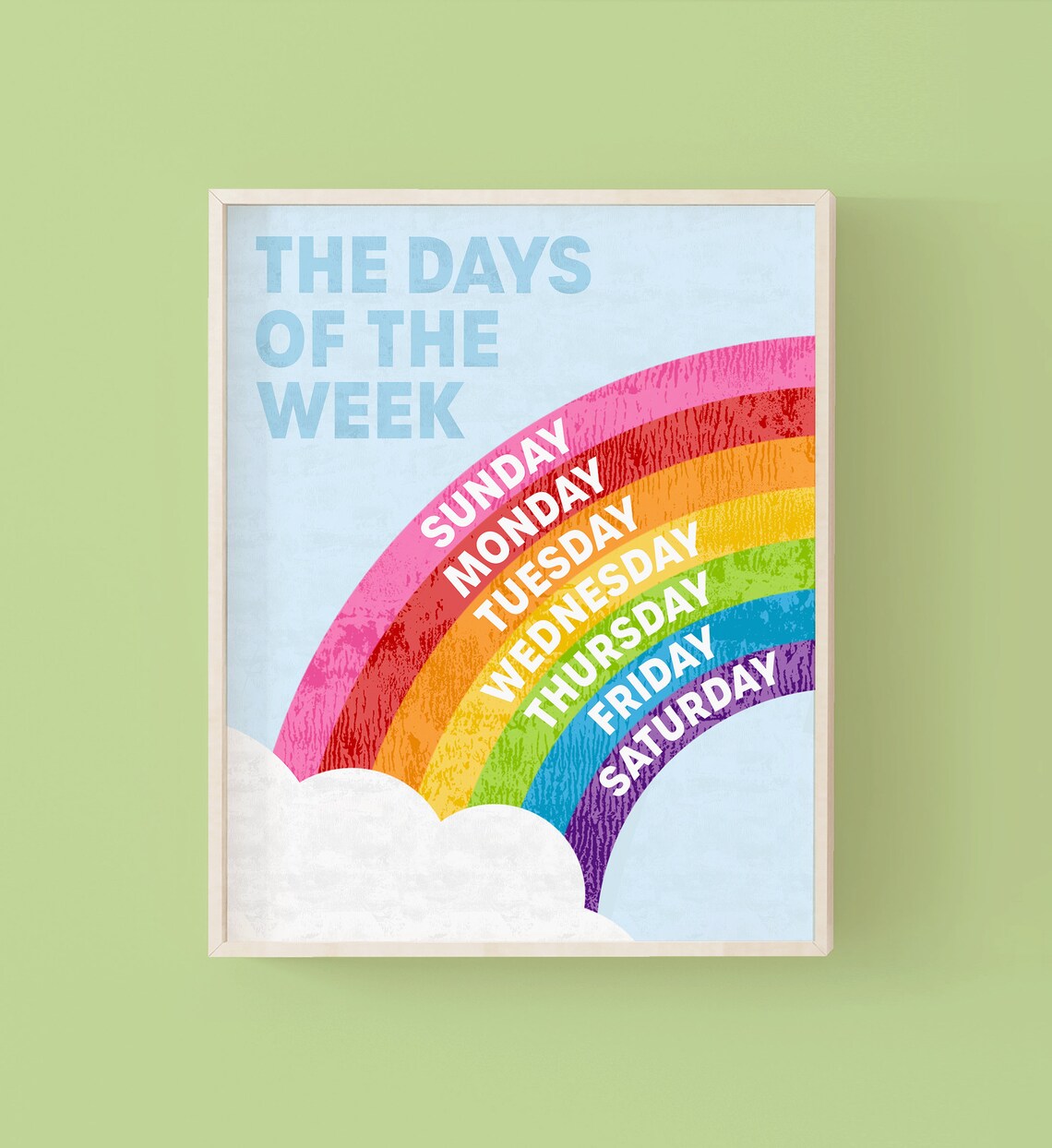 Rainbow Days Of The Week Nursery Educational Poster