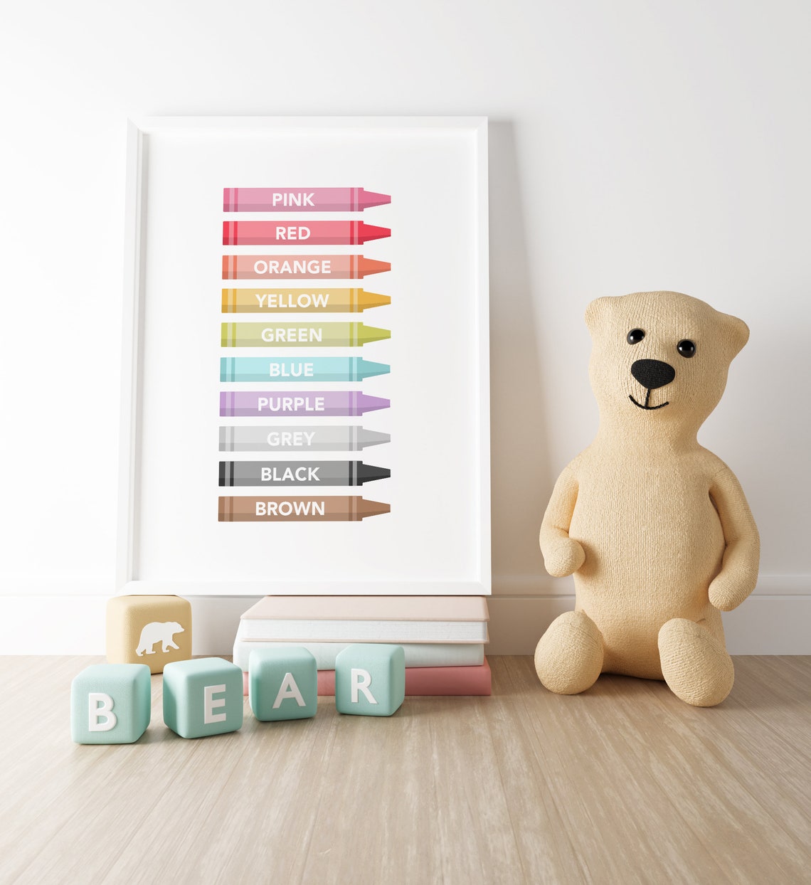 English Colors Crayons Kids Educational Nursery Learning Poster - Image 4
