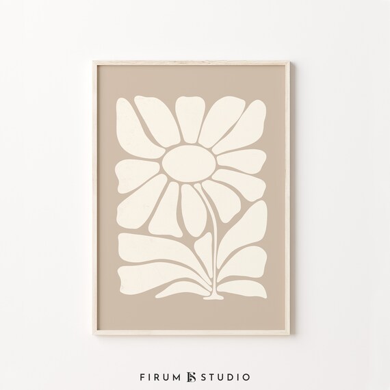 Japandi Neutral Botanical Abstract Art Print