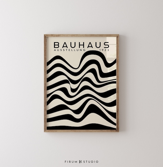 Beige And Black Mid Century Modern Bauhaus Wall Art Minimal Art Print Geometric Line Art 1923