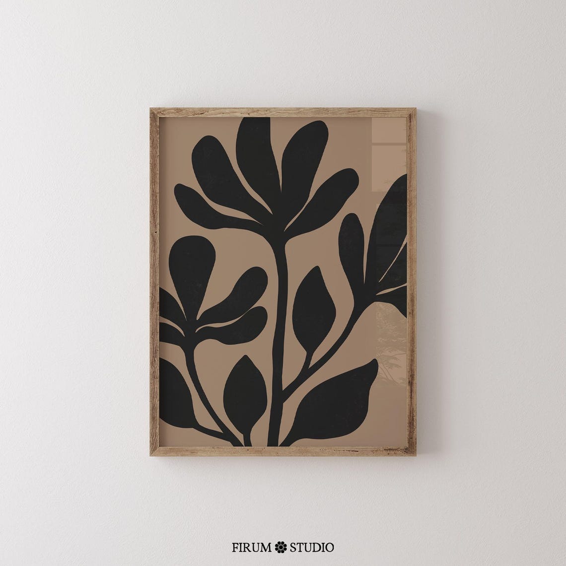 Black Botanical Leaf Silhouette Stems Beige Modern Minimal Poster - Image 2