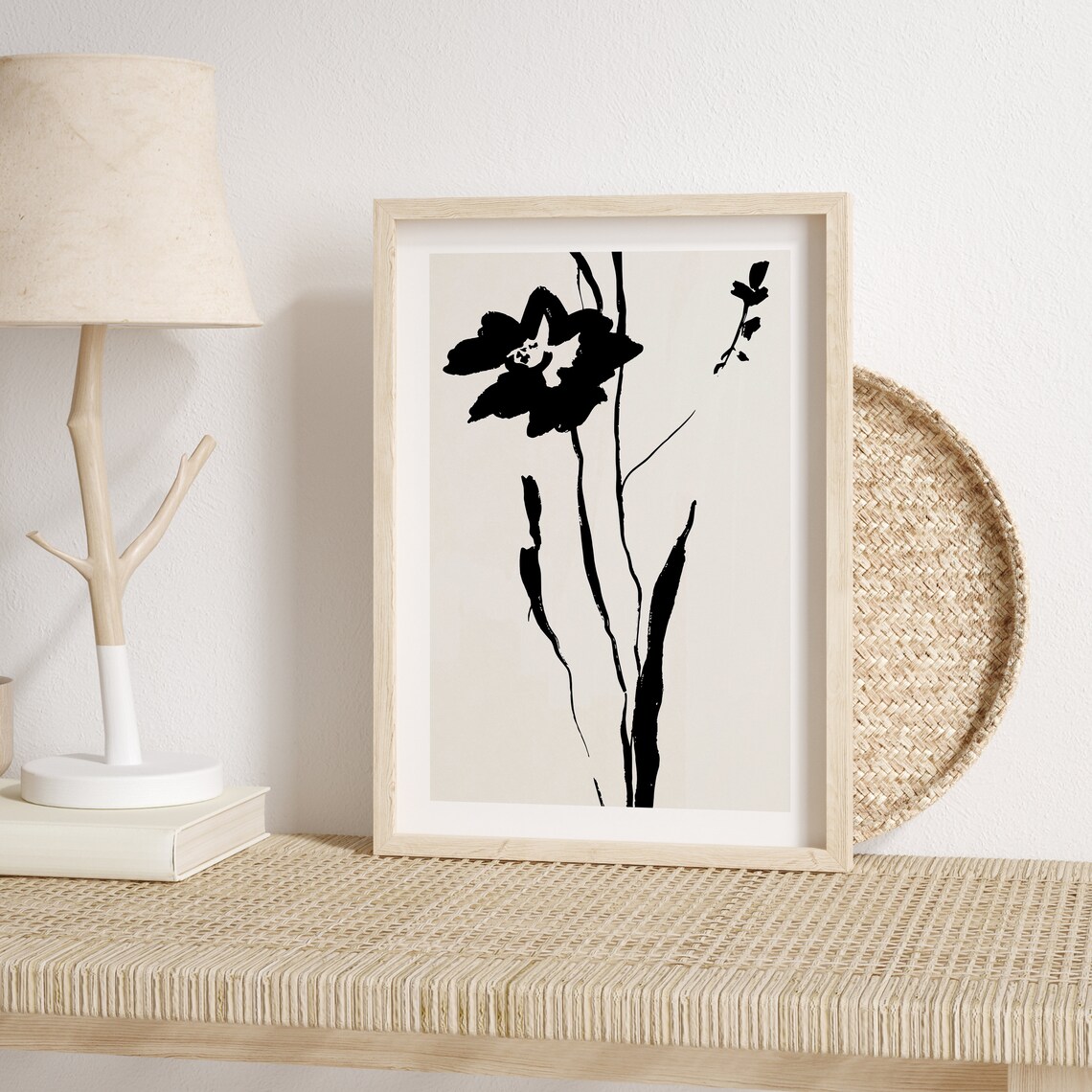 Black Leaves Abstract Botanical Art Print