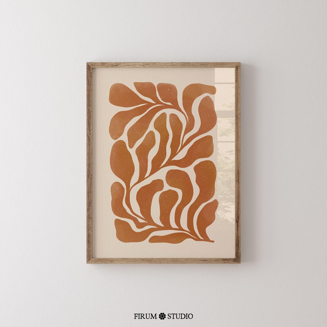 Burnt Orange Botanical Abstract, Mid-Century Art Print
