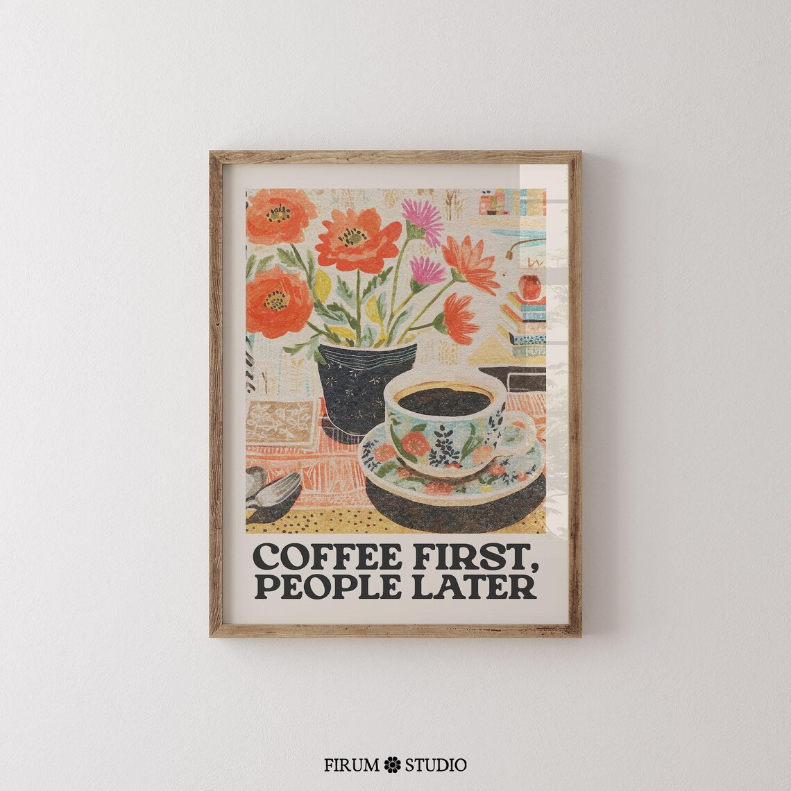 Coffee First Retro Poster, Maximalist Coffee Cart Decor - Image 2
