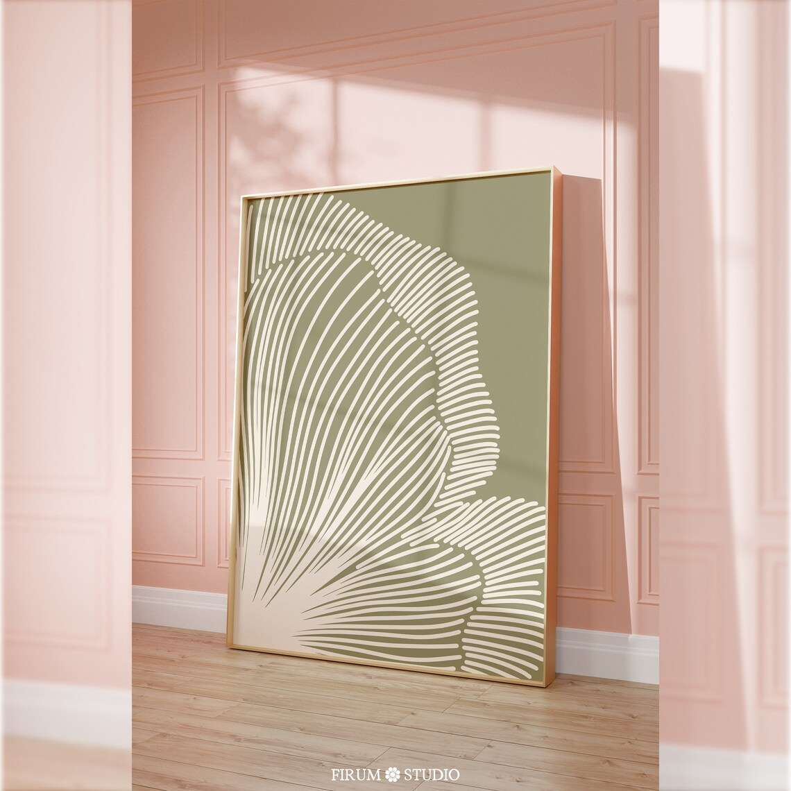 Minimal Lines Sage Green Abstract Floral Art Print - Image 2