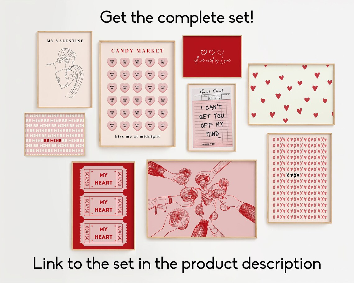 Guest Check Print, Pink and Red Romantic Decor - Image 2