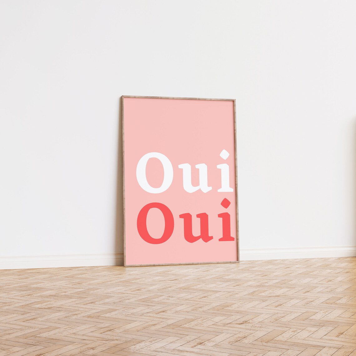 Oui Oui French Slogan Print Pink White Minimal Dorm Wall Art Poster - Image 2