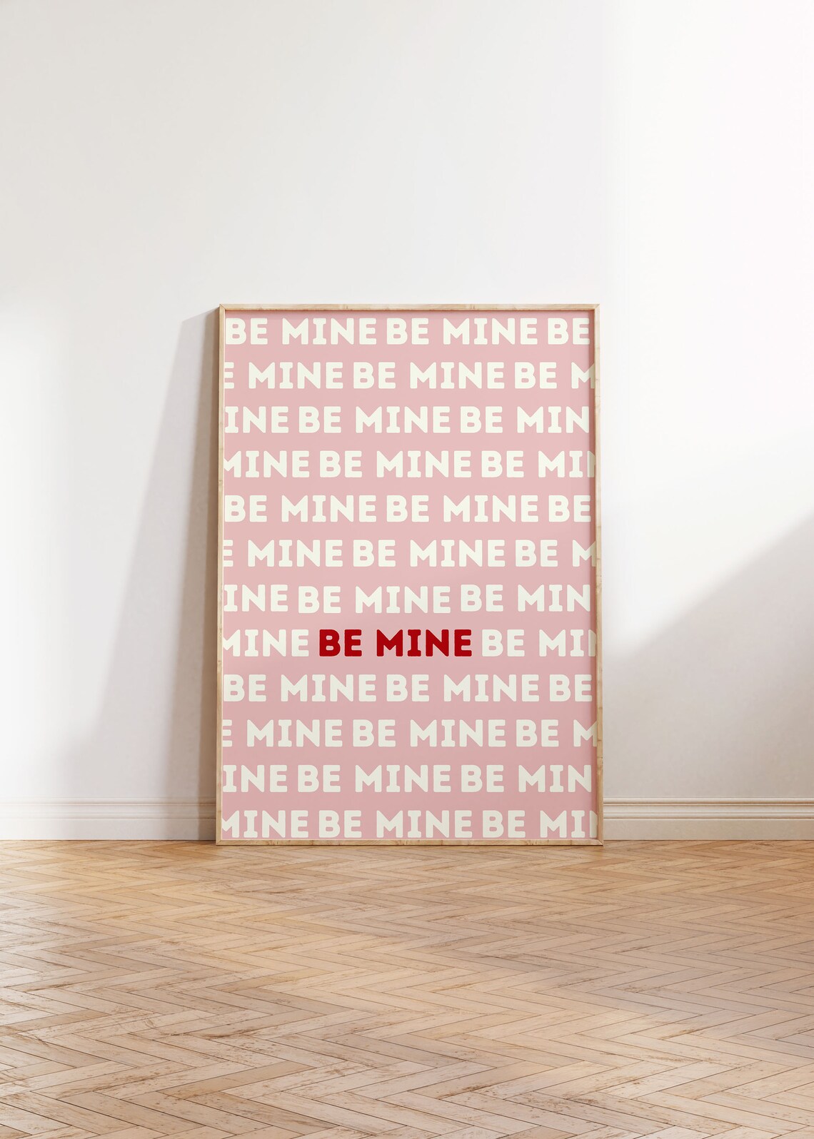Be Mine Pink and Red Romantic Wall Art Print