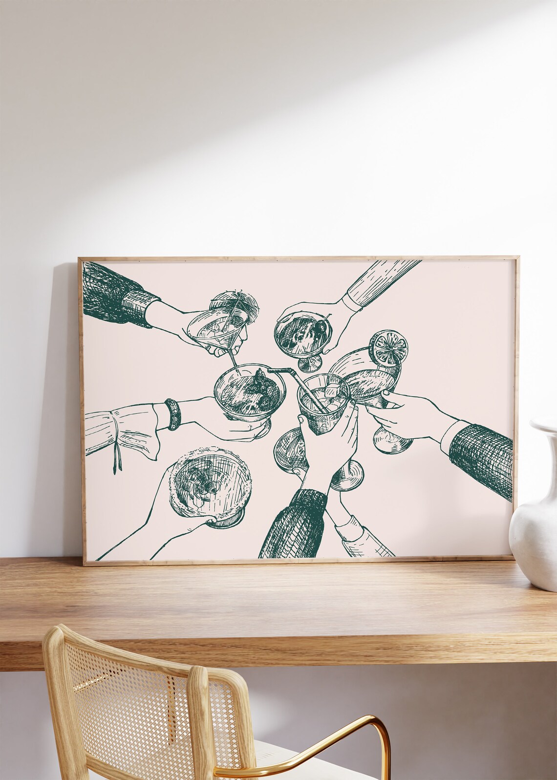 Emerald Green Cheers Retro Alcohol Sign Art Print - Image 2