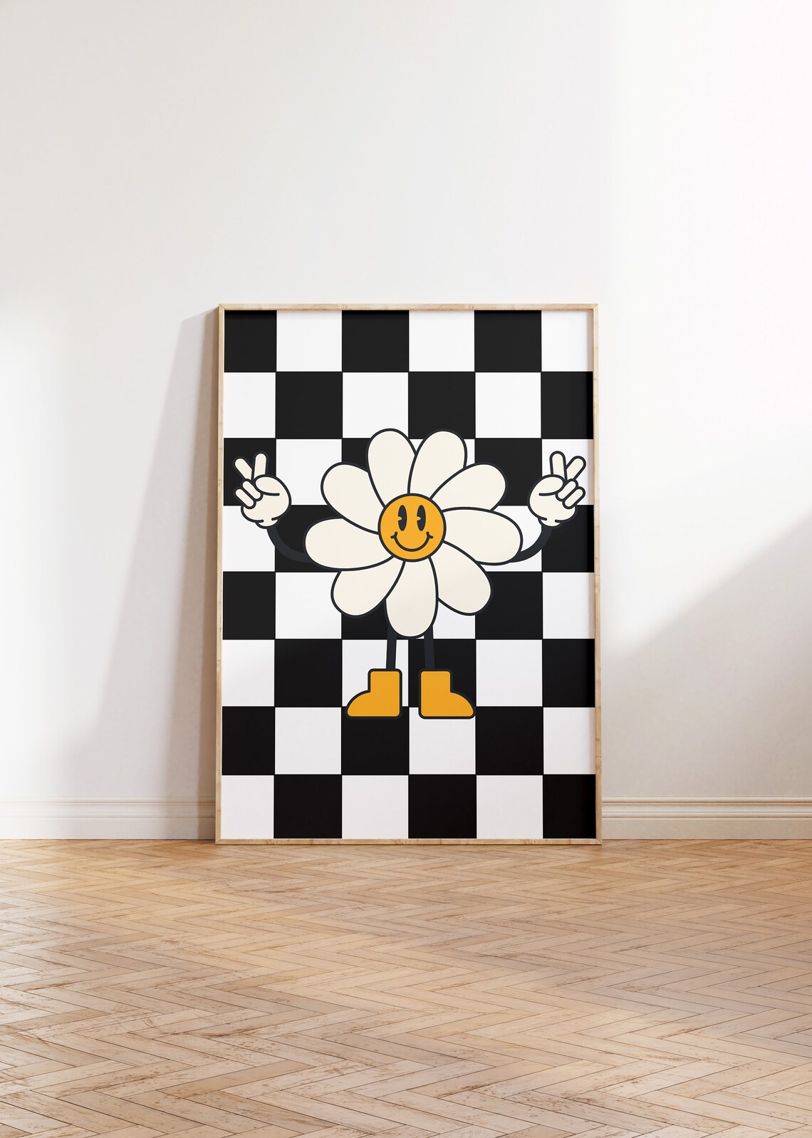 Retro Groovy Flower Print, 70s Style Poster