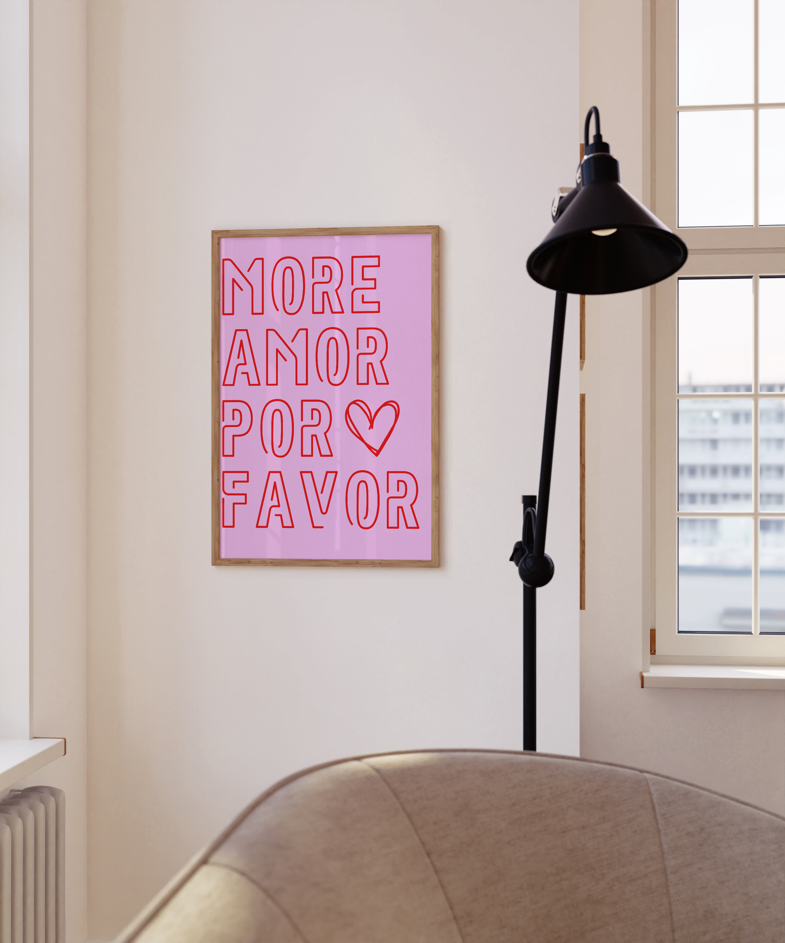 More Amor Por Favor Love Quote Print Pink Red Maximalist Wall Art - Image 2
