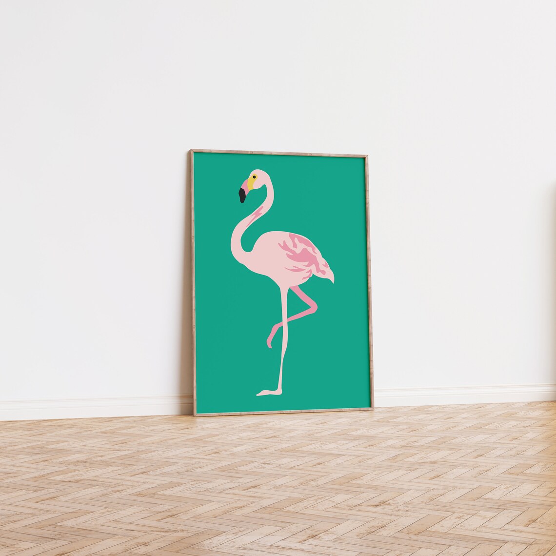 Green Flamingo Art Print, Modern Boho Bird Decor - Image 2