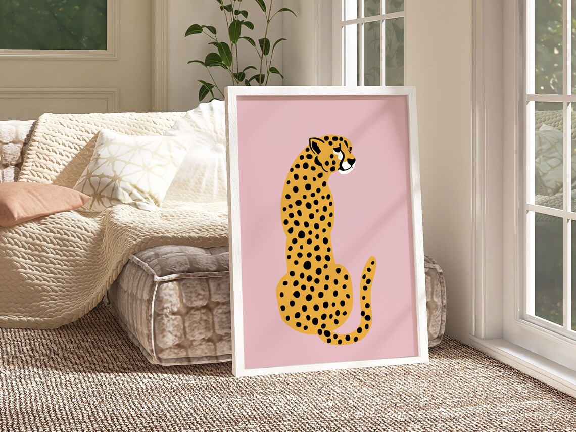 Cheetah Print Pink Leopard Art Print, Boho Decor - Image 2
