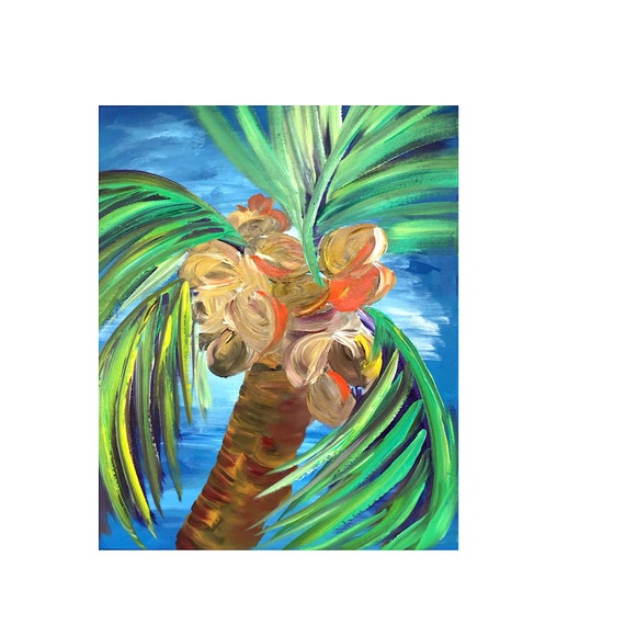 Palm Tree Wall Art Coconut Abstract Painting Florida Local Art Coastal Original Painting Or Giclee Print Tropical Modern Wall Art