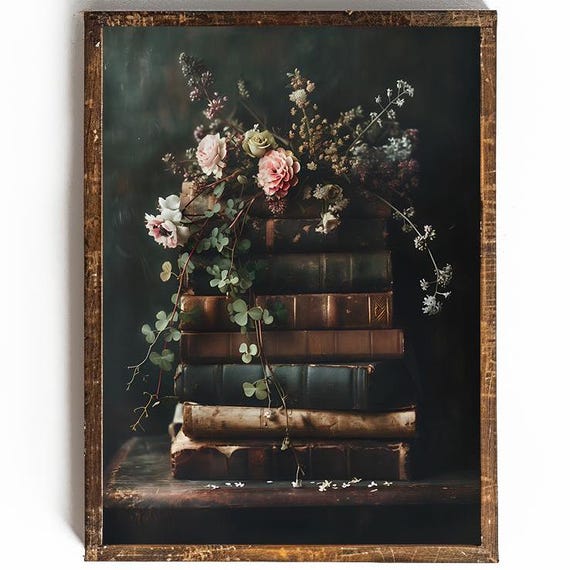 Vintage Book St Patricks Day Wall Art Dark Academia Decor For Reading Nook Wall Decor Dark Cottagecore Art Print Saint Patricks