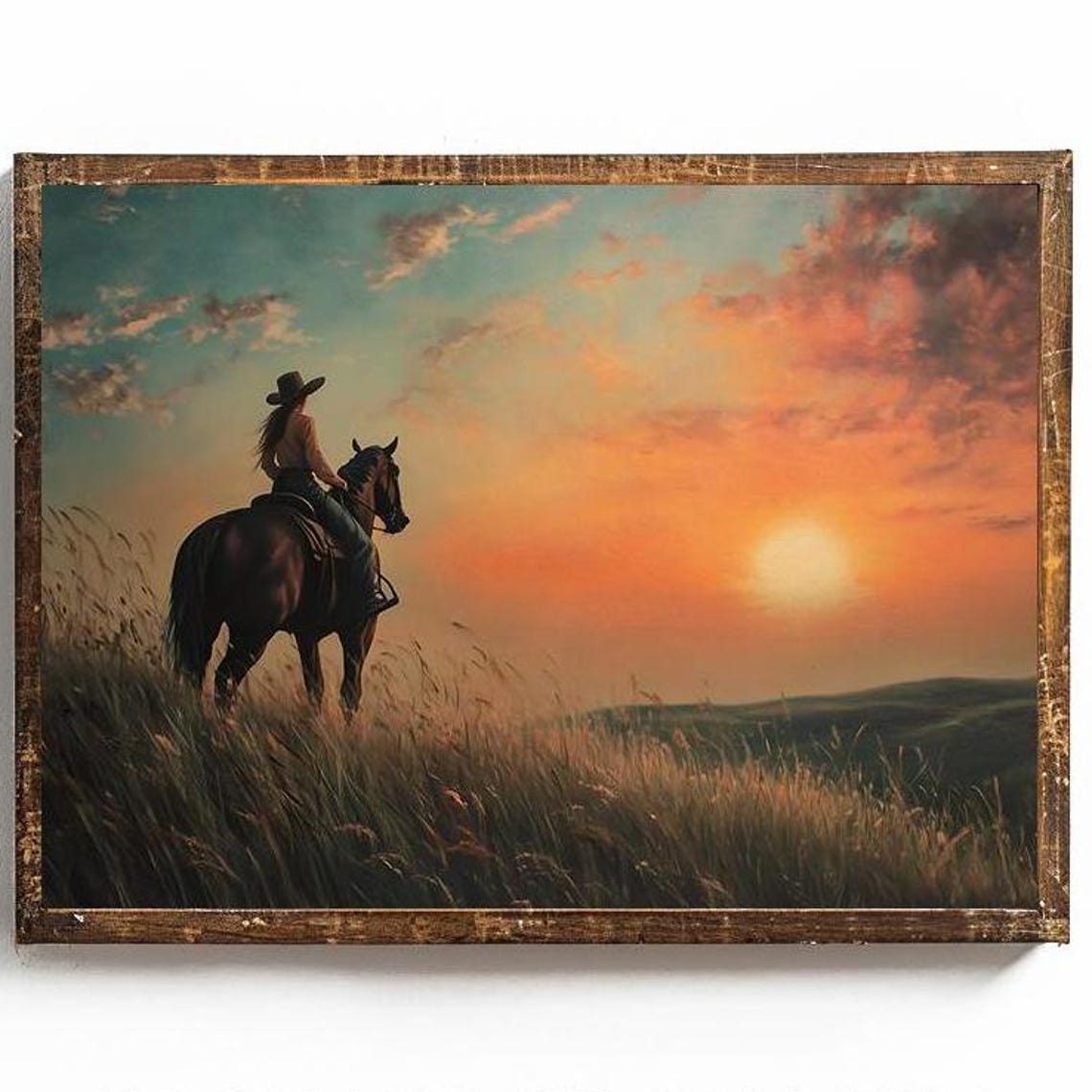 Cowgirl Wall Art Western Decor Gift For Cowgirl Gift For Barrel Racer Gift For Horse Girl Gift For Horse Lover Equestrian Wall Art Horse Art