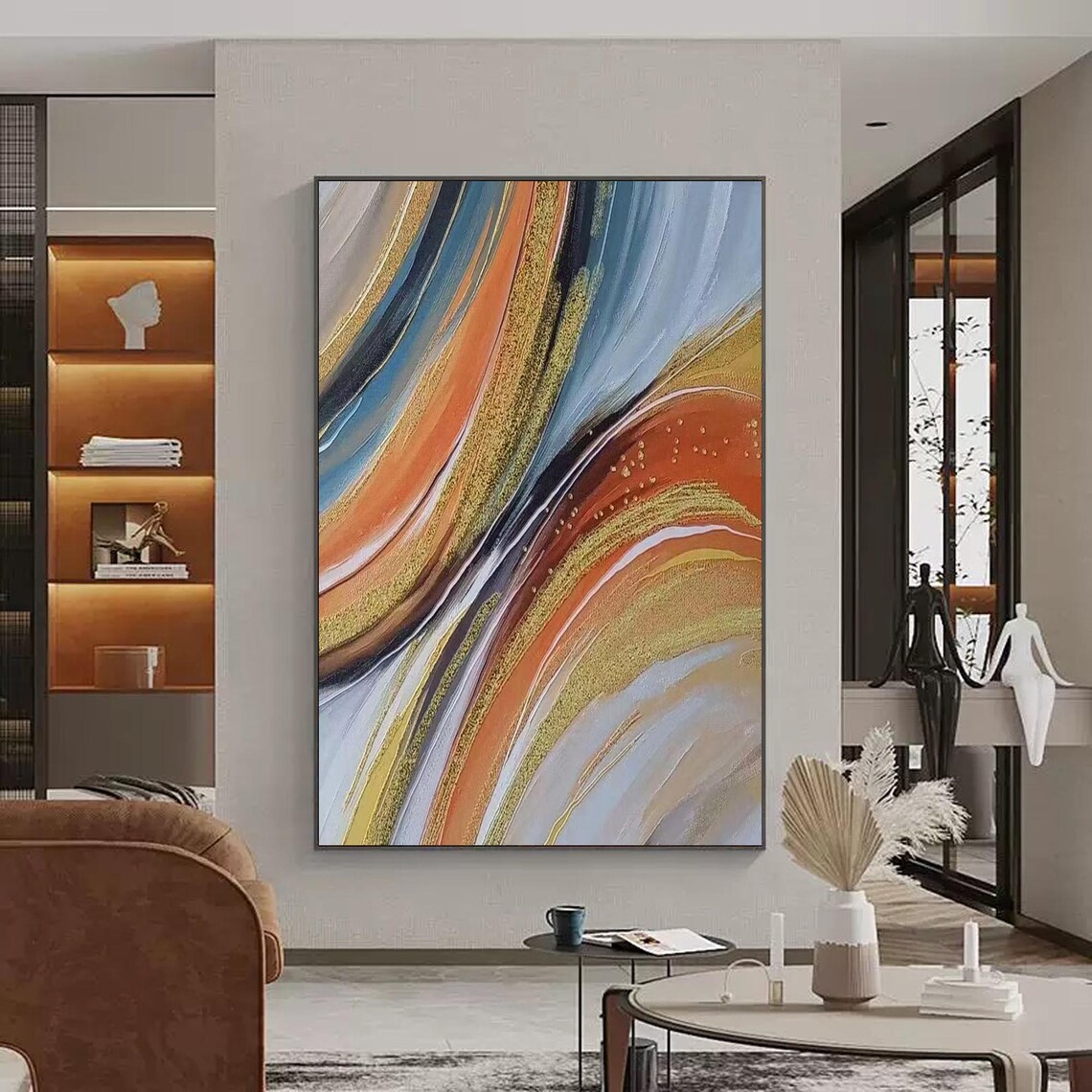 Gold Abstract Wall Art, Contemporary Painting - Image 3