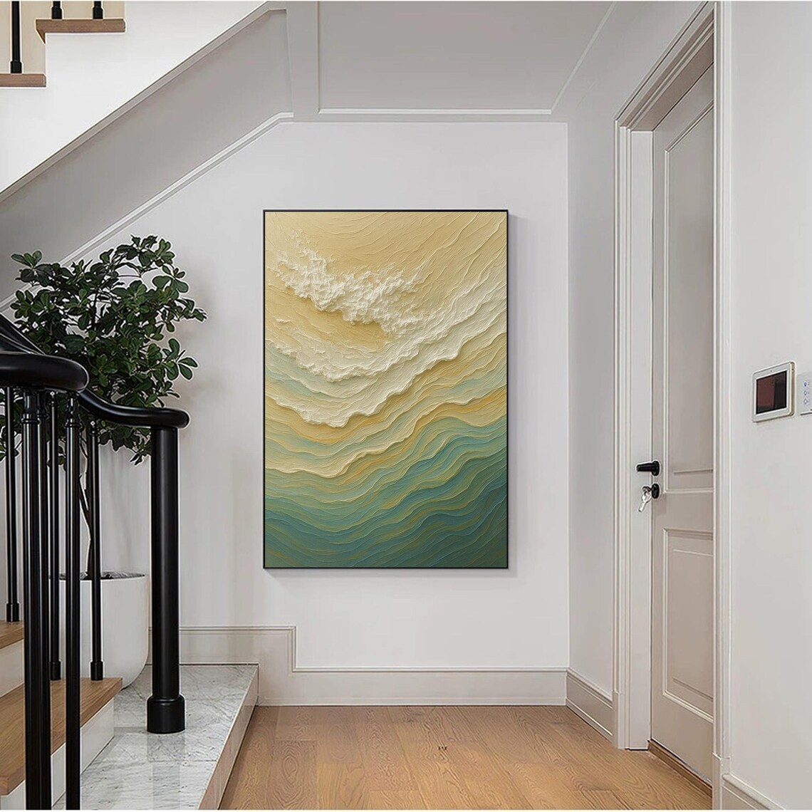 Abstract Coastal Wave, Textured Ocean Painting - Image 4