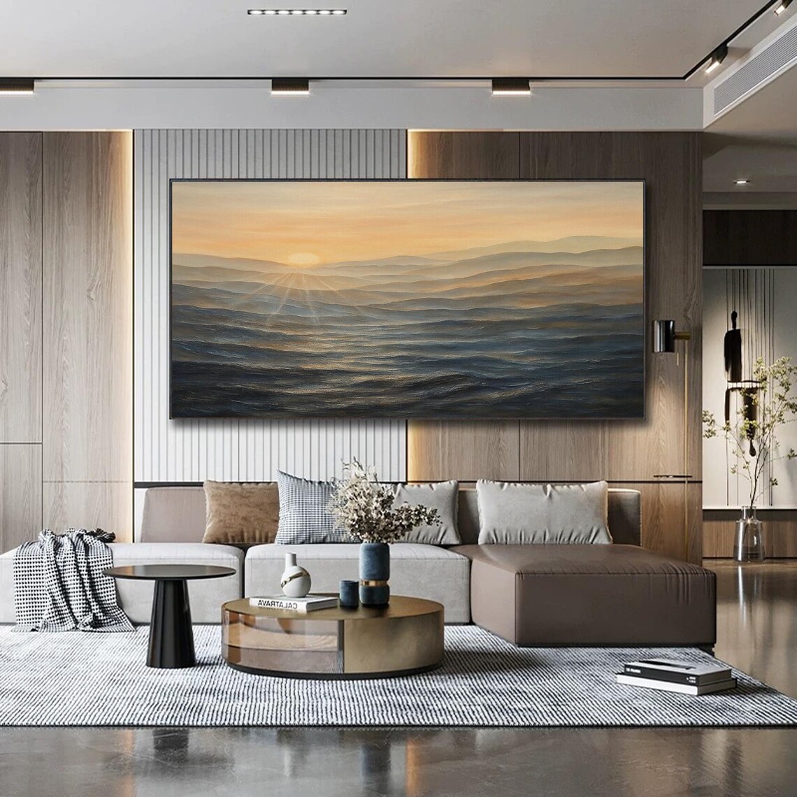 Sunset Waves Abstract Ocean Landscape, Coastal Art - Image 3