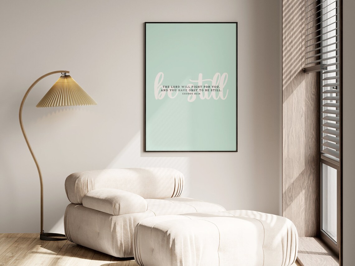 Exodus 1414 The Lord Will Fight For You Be Still Art Bible Verse Print Scripture Wall Art Calligraphy - Image 2