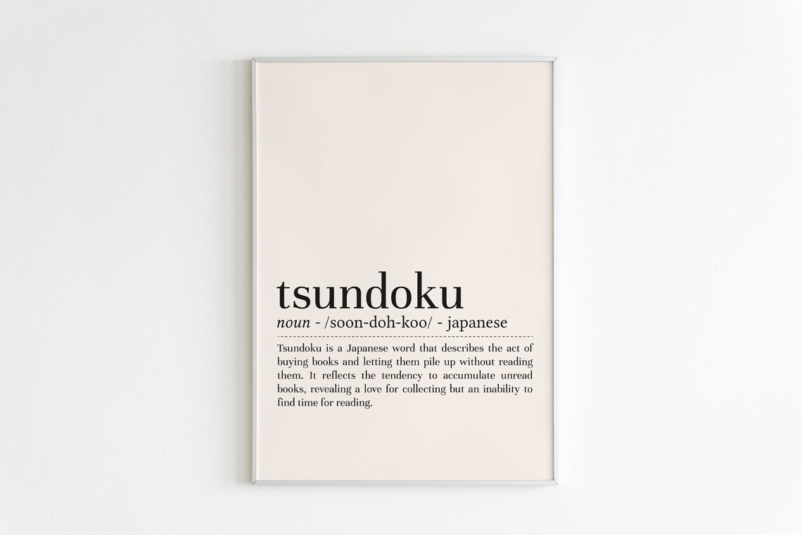 Tsundoku Definition Print, Minimalist Poster Art