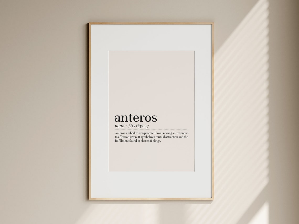 Anteros Greek Word Definition Reciprocated Love Dictionary Poster