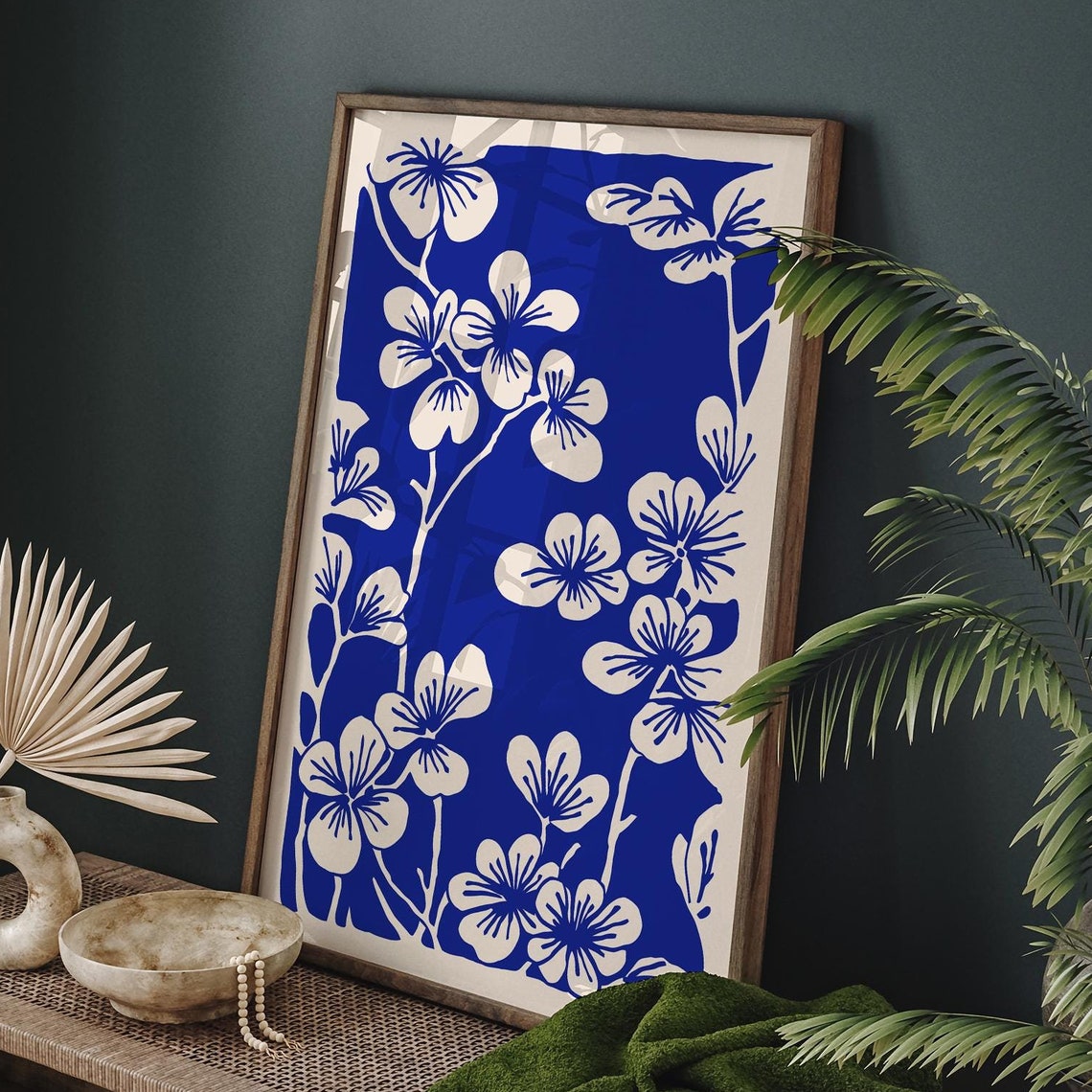 Indigo Cherry Blossom Japanese Floral Minimalist Sakura Bloom Poster - Image 4