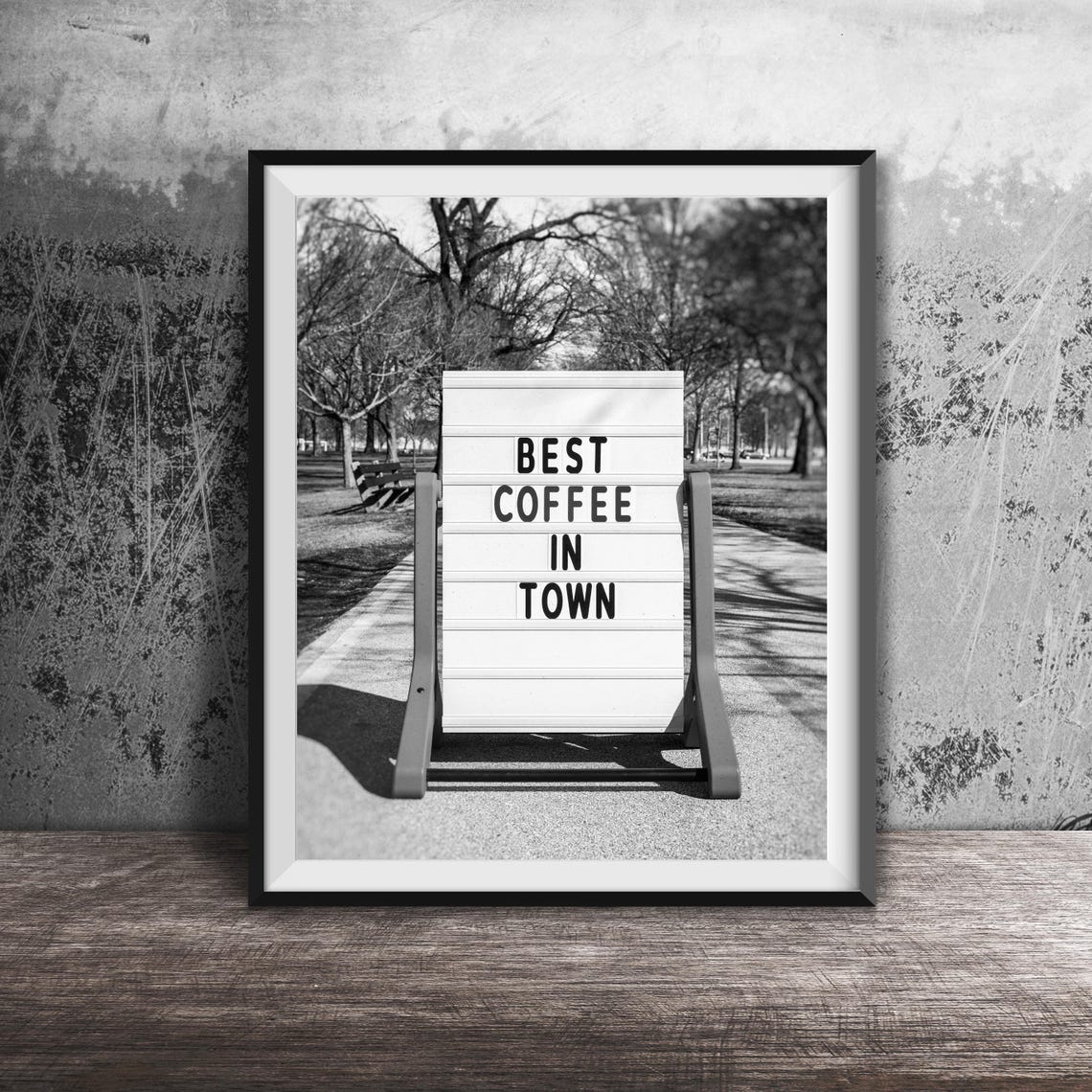 Best Coffee in Town Sidewalk A-Frame Sign Park Path Photo Poster - Image 2