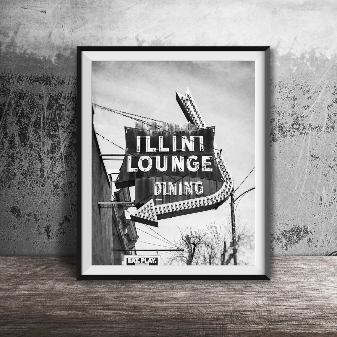 Illini Lounge Dining Vintage Arrow Neon Sign Illinois Poster - Image 2
