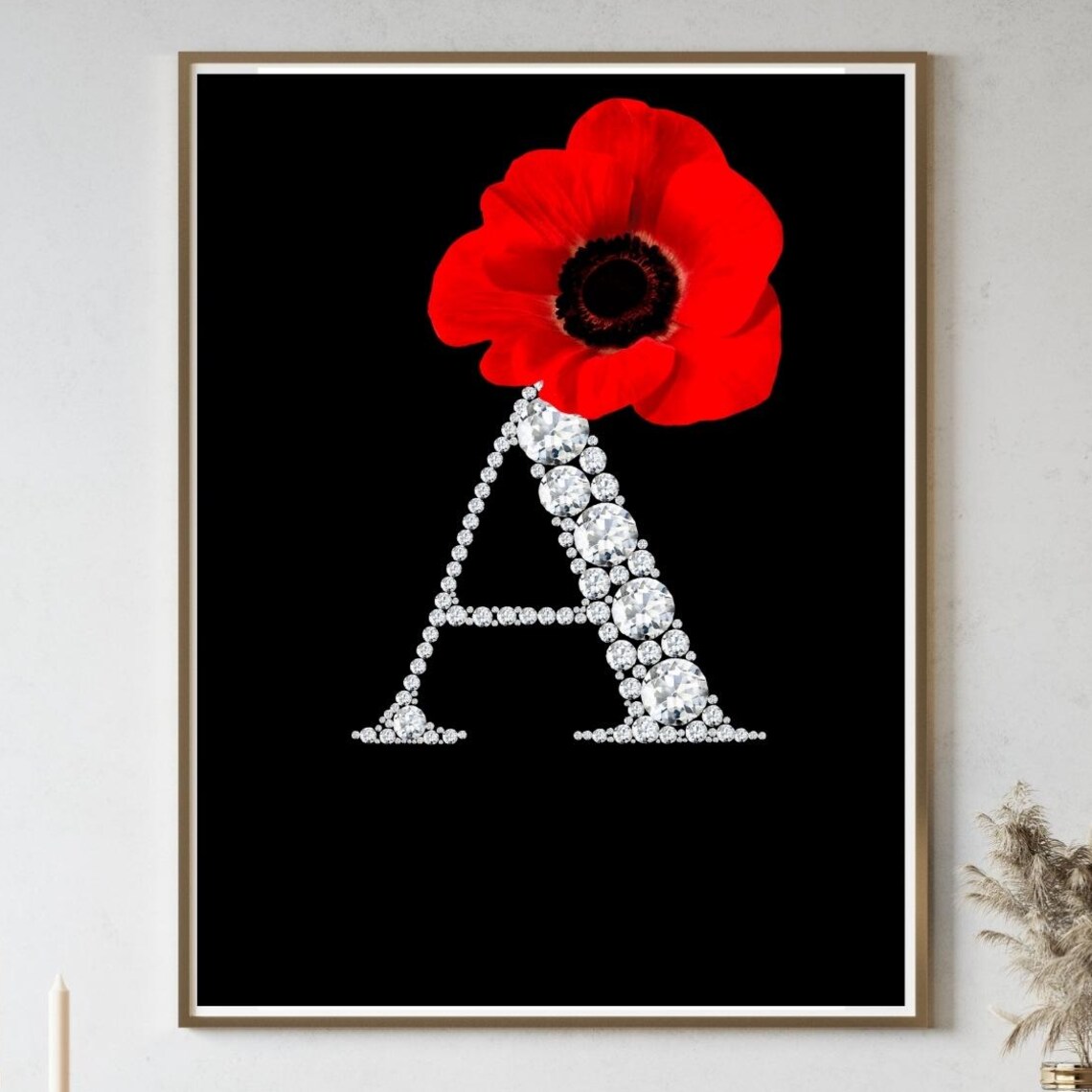 Diamond Letter A Elegant Monogram Poster
