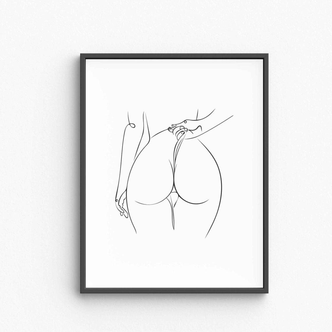 Woman in Bikini Back View One Line Figure Drawing Art Poster