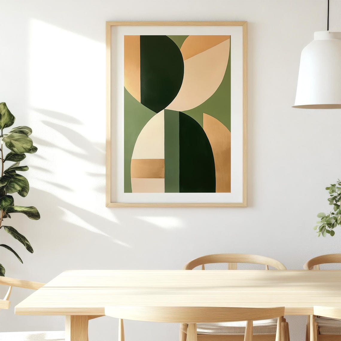 Sage Green And Beige Geometric Shapes Modern Minimalist Art Poster - Image 3