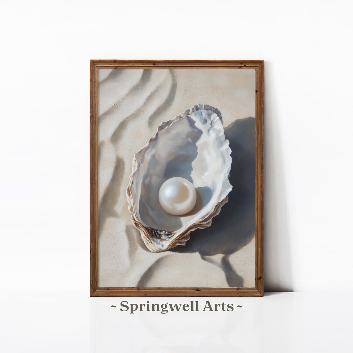White Pearl In Seashell, Minimalist Beach Decor