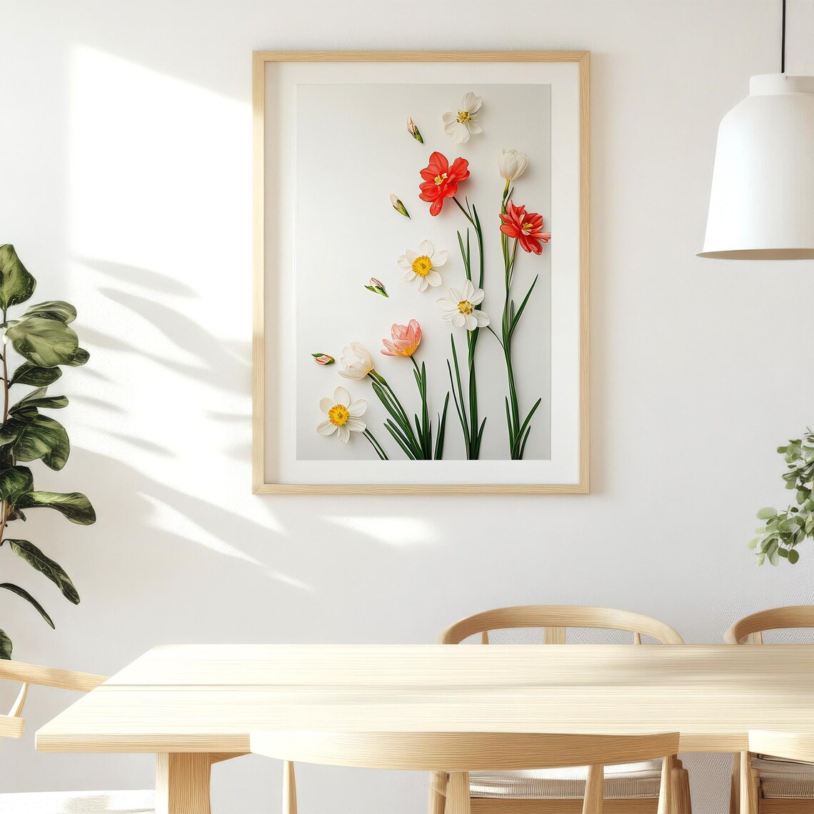 Daffodils and Tulips Spring Flowers Minimalist Floral Botanical Wall Art - Image 5