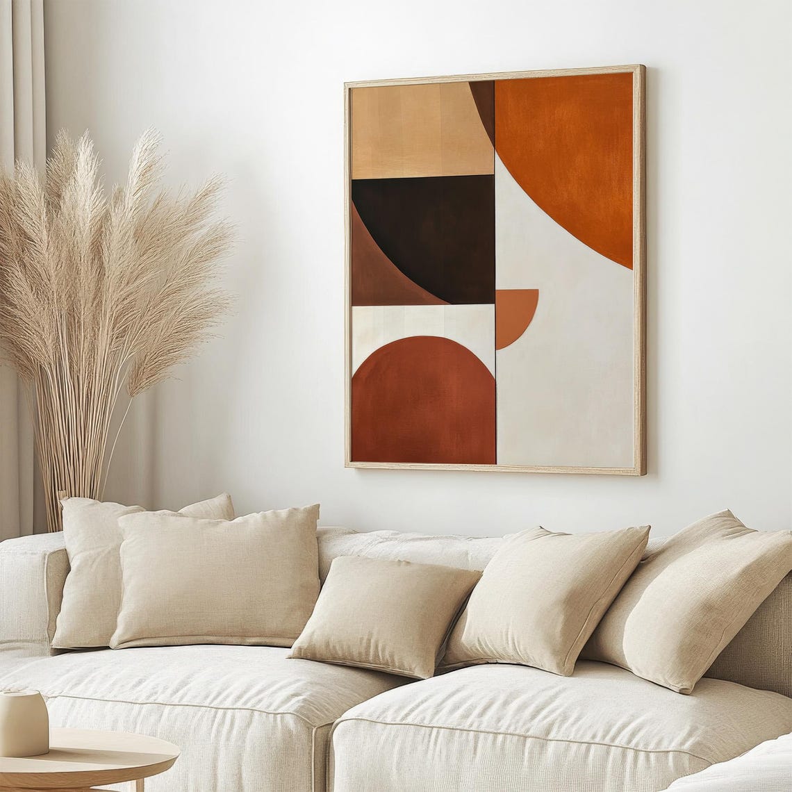 Terracotta And Beige Geometric Abstract Modern Mid Century Art Poster - Image 4