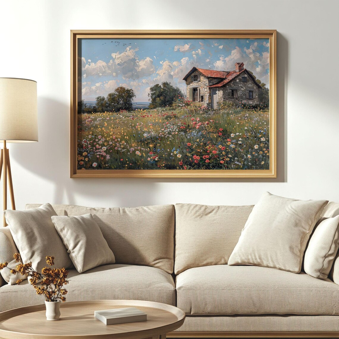 Stone Cottage Wildflower Meadow Vintage Rustic Farmhouse Art Poster - Image 4
