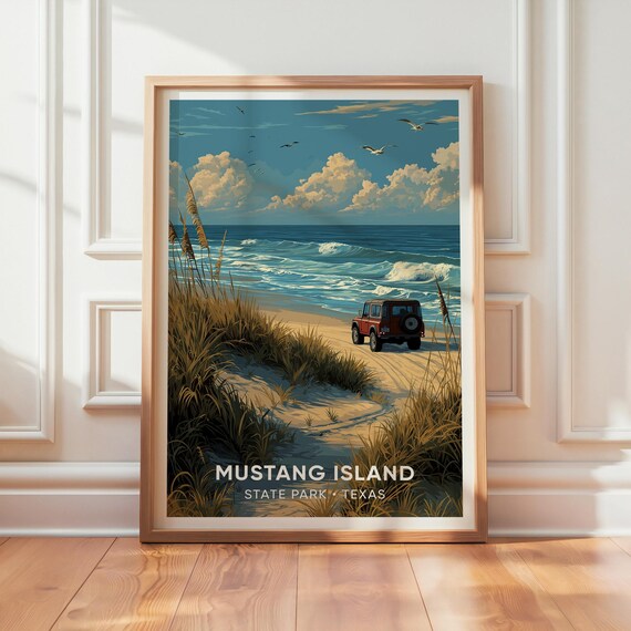 Mustang Island State Park, Texas Vintage Travel Poster