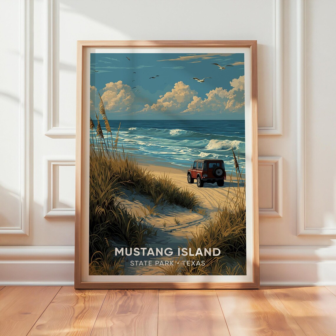Mustang Island State Park, Texas Vintage Travel Poster