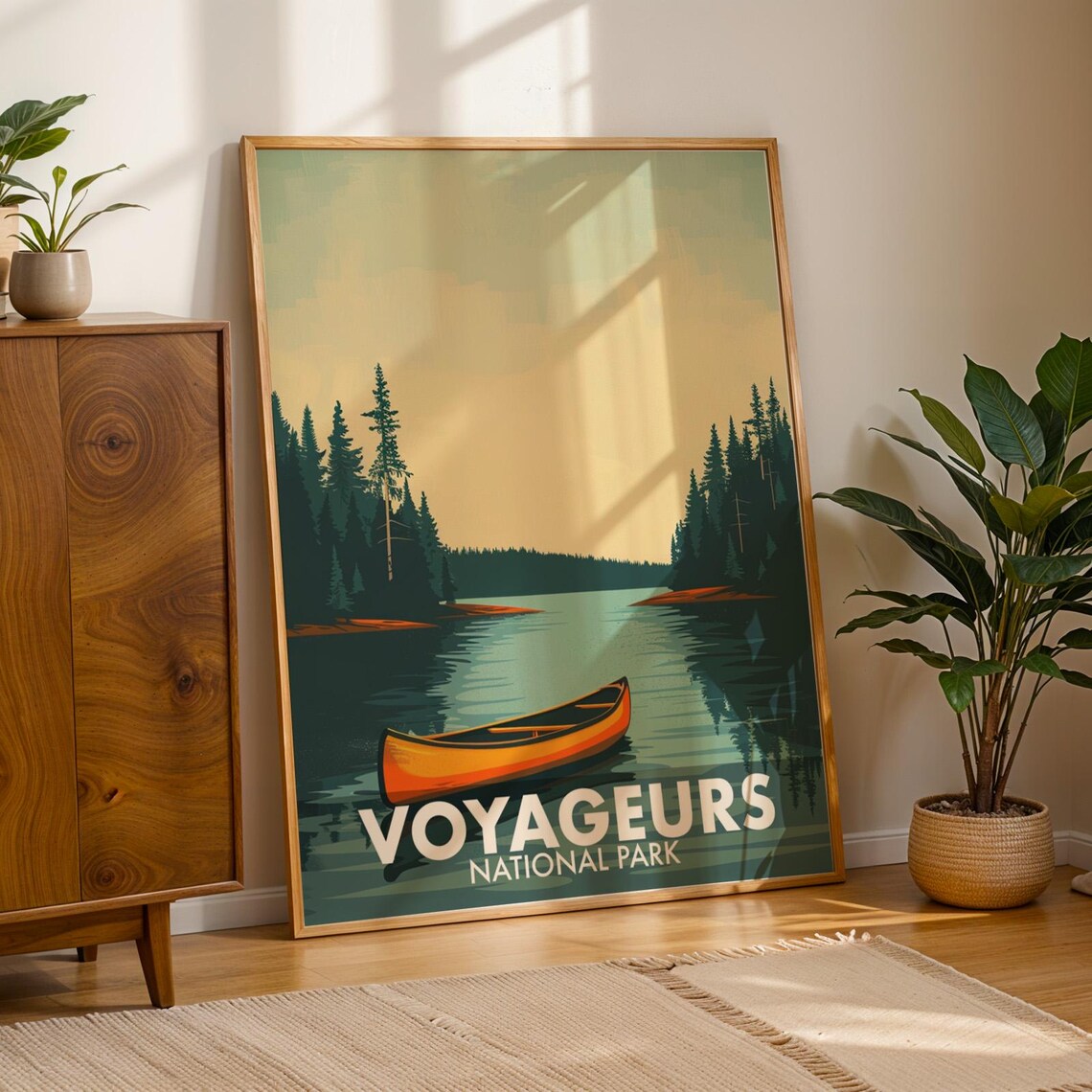 Voyageurs National Park Poster, Mid-Century Modern