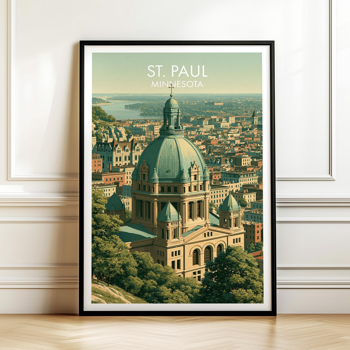 St Paul Minnesota Cathedral City Vintage Travel Poster Panorama