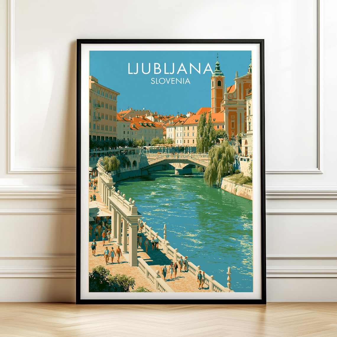 Ljubljana Slovenia Vintage Travel Poster