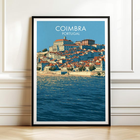 Coimbra Portugal Travel Poster Vintage Europe Cityscape Wall Art Print For Home Decor