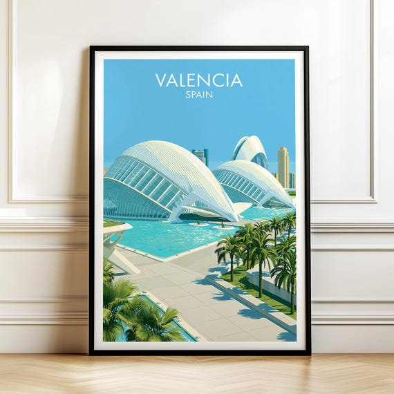 City Of Arts Valencia Spain Travel Poster Vintage Europe Cityscape Wall Art Print
