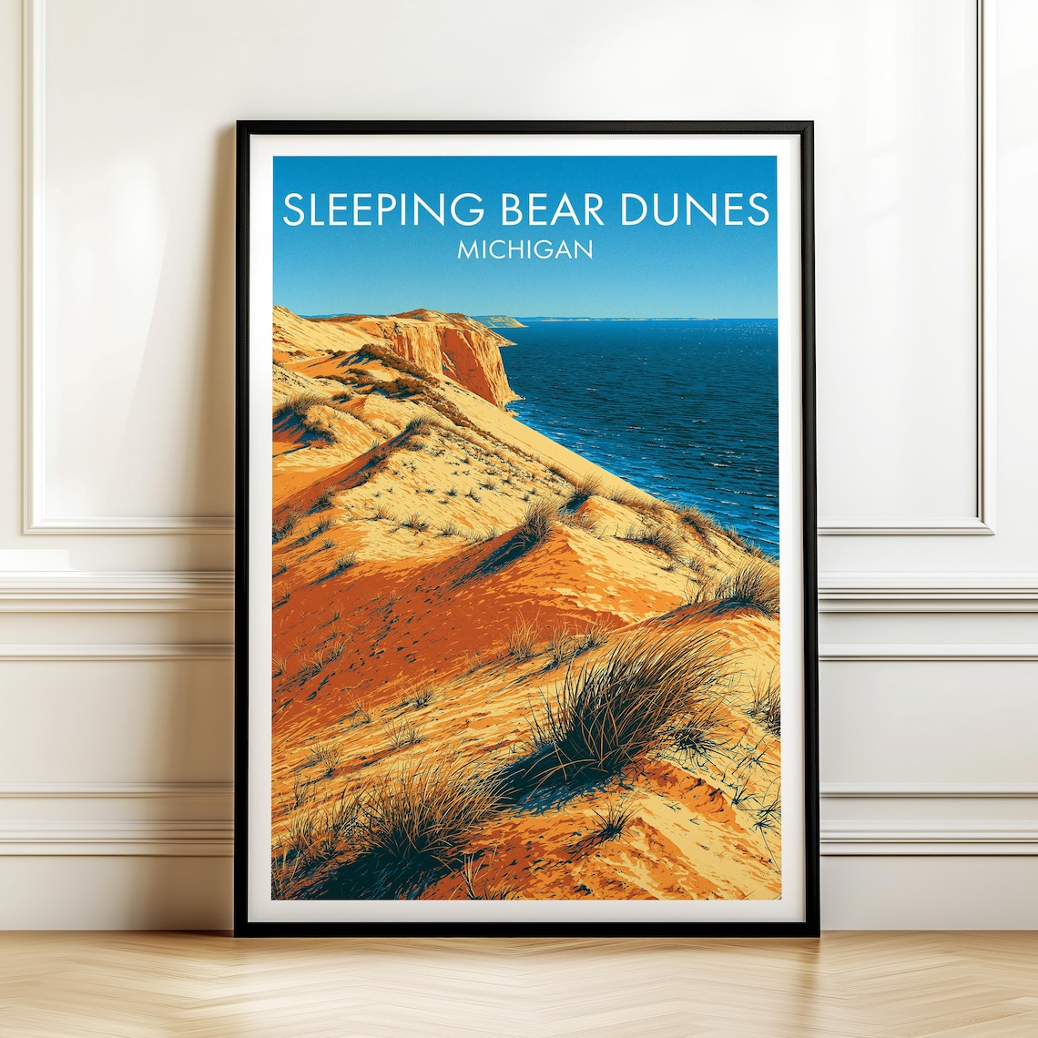 Sleeping Bear Dunes Michigan Poster Usa Travel Landmark Wall Art Print